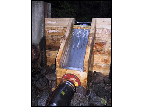Wooden dam screen mounting